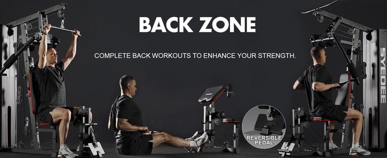 MIKOLO Home Gym Workout Station with 150LBS Weight Stack Multifunctional Equipment for Full Body Strength Training Squat Fitness Machine