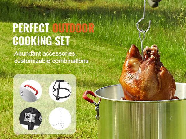 VEVOR Turkey Deep Fryer, 30-qt Turkey Fryer Boiler Steamer Cooker Set, Outdoor Aluminum Seafood Frying Pot, 54, 000 BTU Burner Propane Gas Boiler, Includes Basket, Perforated Poultry Rack, Thermometer