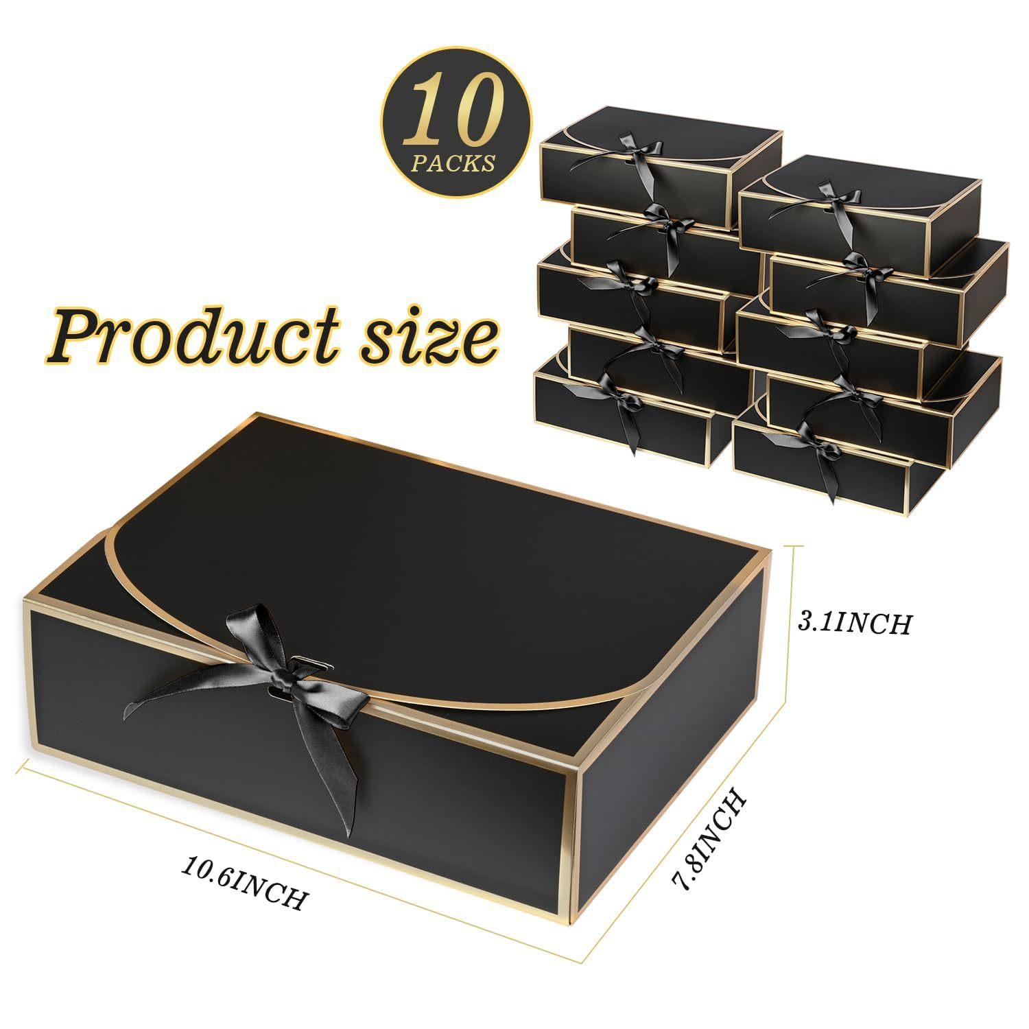 Gift Box Set With Lids, Deluxe Black Gift Box With Ribbon, Proposal Boxes, Best Man Proposal Boxes, Bridesmaid Boxes, Chocolate Candy Boxes For Graduation Gifts. Gift Boxes With Bow Ribbon Packaging Suitable For Weddings, Engagements, Birthday