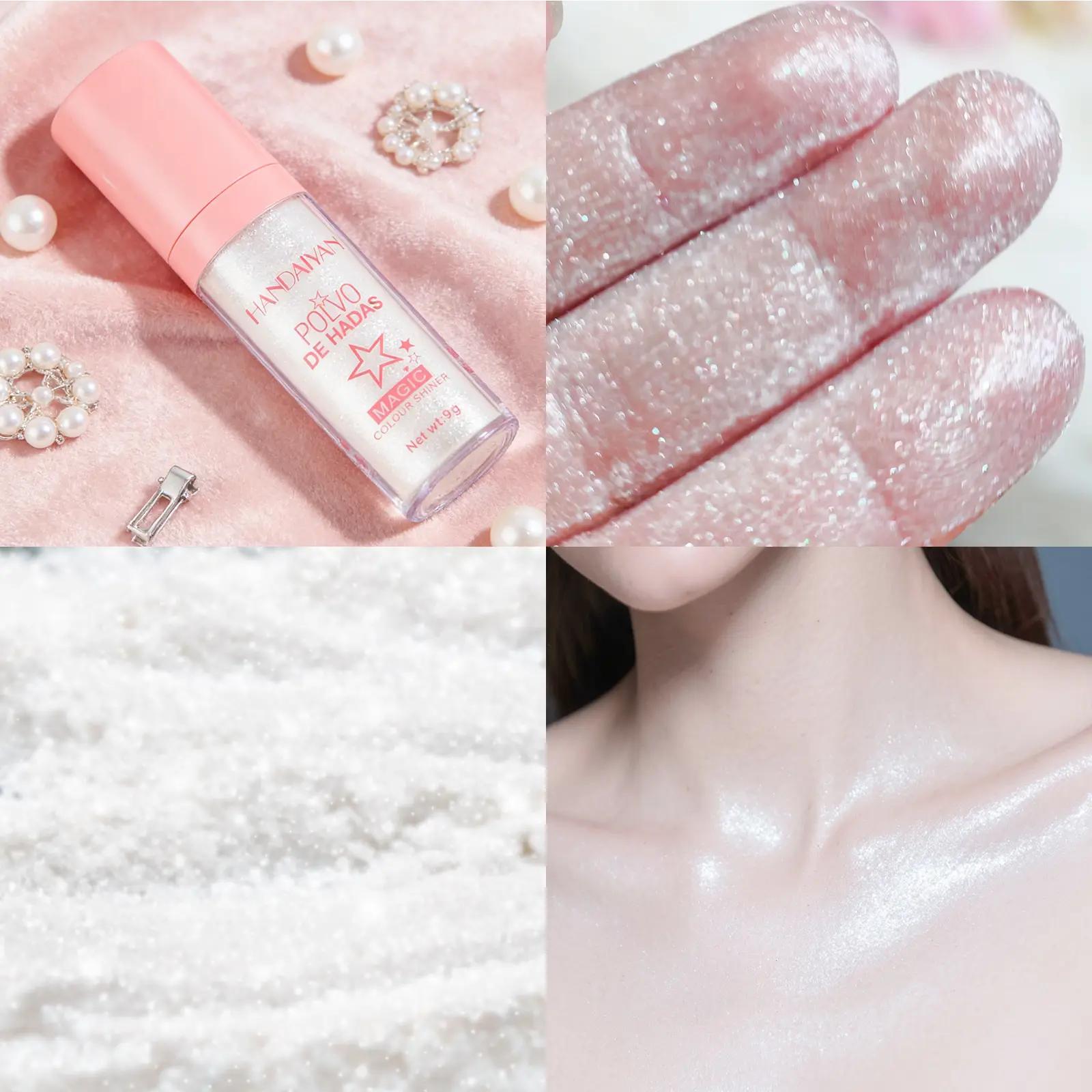 HANDAIYAN Polvo De Hadas Fairy Glow Collection, Patting Highlighter Powder & Glitter Spray, Multi-Use Shimmer for Face Body Hair Contouring Blush Party Makeup