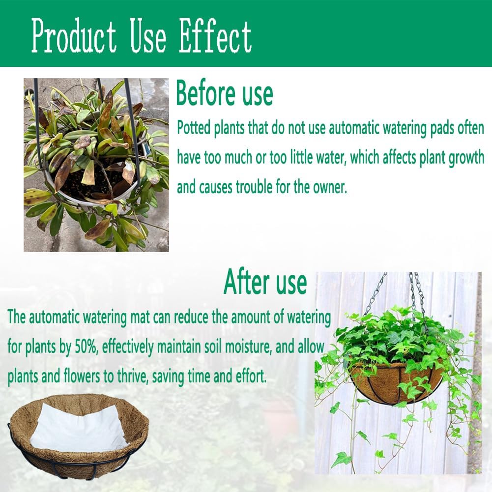 Basket Self Watering Liner, 6.3 X 6.3” Planter Liner Absorbent Pad Water Catcher for  Basket Coconut Liner Self Watering Mat  Insert Watering Devices (10Pcs, 6.3 * 6.3'')