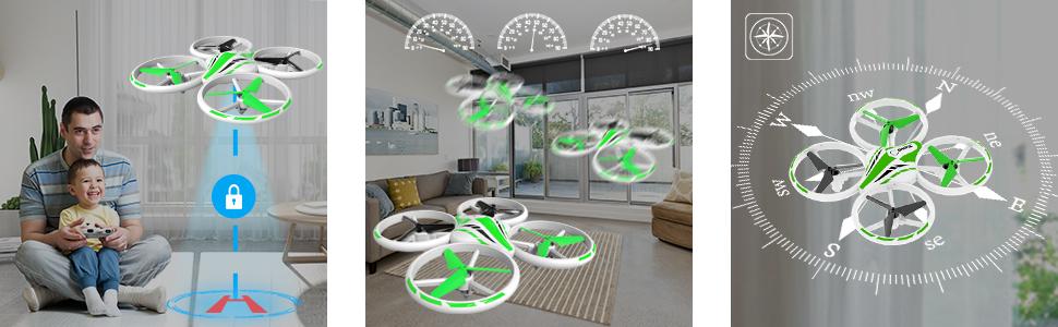 AFUNX Drone for Kids and Beginners Mini RC Helicopter Quadcopter Drone with 7 color LED Lights, Altitude Hold, Headless Mode, Kids Little Drone Toys Gifts for Boys and Girls with Remote Control ( Green Red)