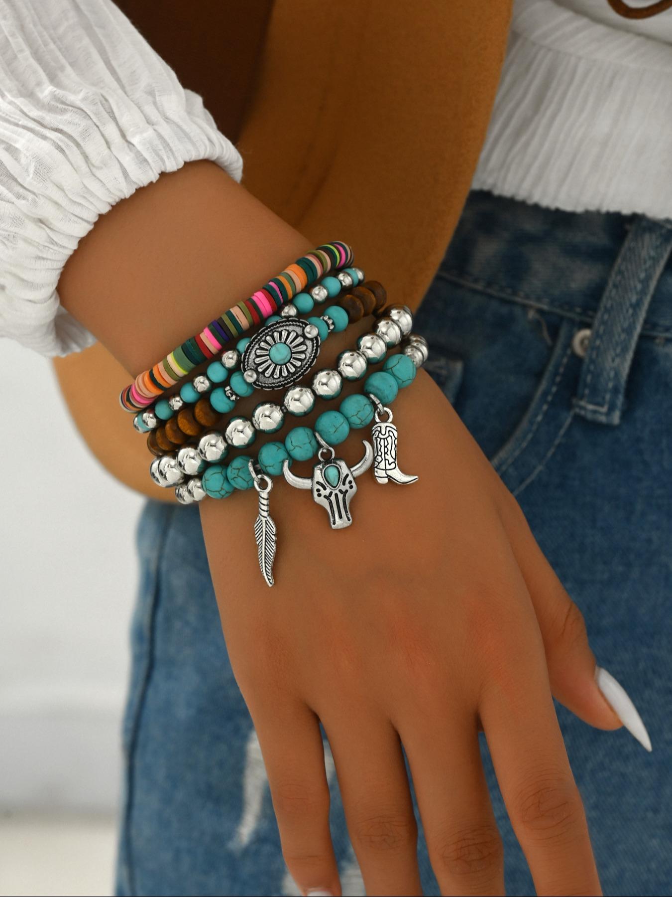 Women's Beaded Elastic String Bracelet Set, Multicolor Stackable Handwear for Daily Wear, Friendship Gift Idea, New Year Present