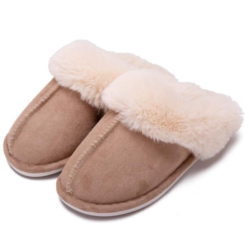 Women's Slippers Fuzzy Warm Slip-on Fluffy Bedroom House Shoes Suede Cozy Plush Indoor & Outdoor Winter