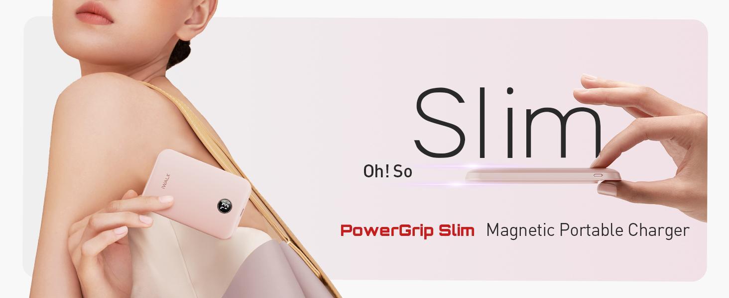 iWALK Magnetic Wireless Charger Single Pack Compact Ultra Slim 0.5inch PD 18W Fast Charging Pink Electronic Smartphone Cellphone Travel-Friendly with Smart LED Display