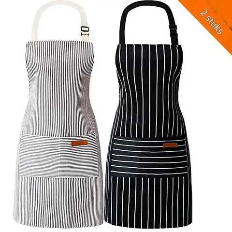 【Ready stock】Kitchen Cooking Aprons for Women and Men Adjustable Chef Apron with Pockets 2 PCs Multicolor，2 Pack Apron Unisex, Adjustable Bib Kitchen Apron, Cooking Apron, Aprons for Women Men with Pockets, Chef Aprons