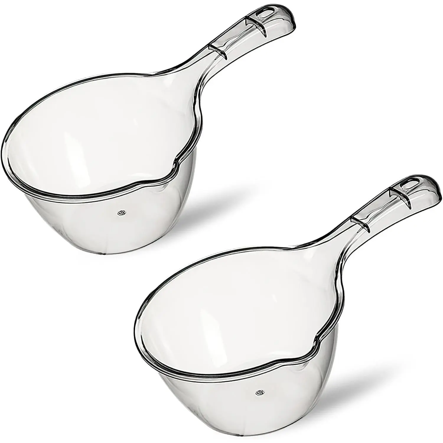 2-Pack Medium Transparent Plastic Water Ladle, Kitchen & Bathroom Scoop, 1.5L Capacity Each, Dishwasher Safe