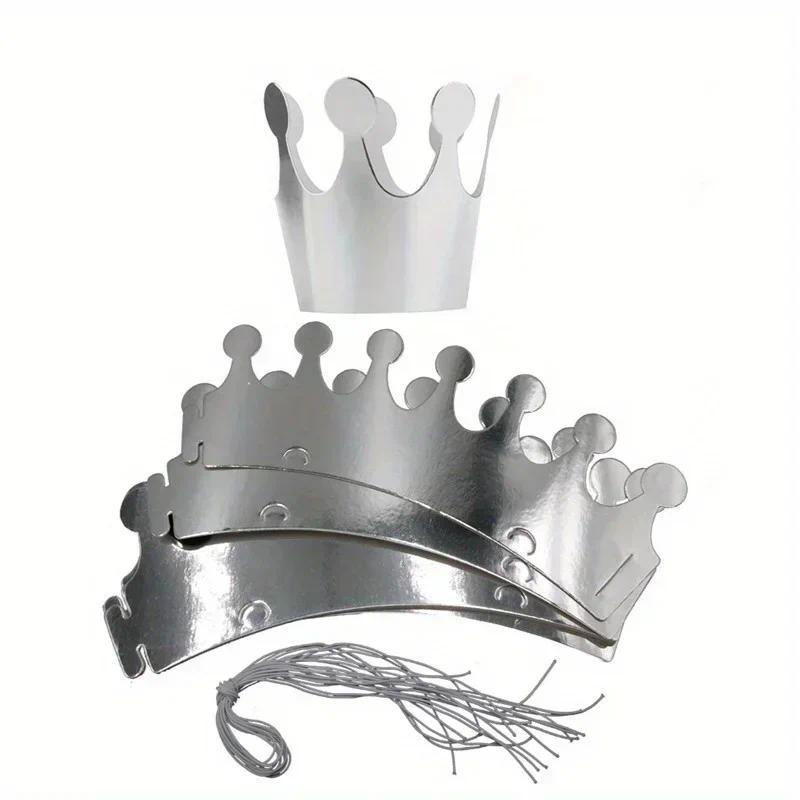 10Pcs Happy Birthday Paper Hats Cap Prince Princess Crown Party Decoration for boy girl 5Pcs Silver/5pcs gold Crown