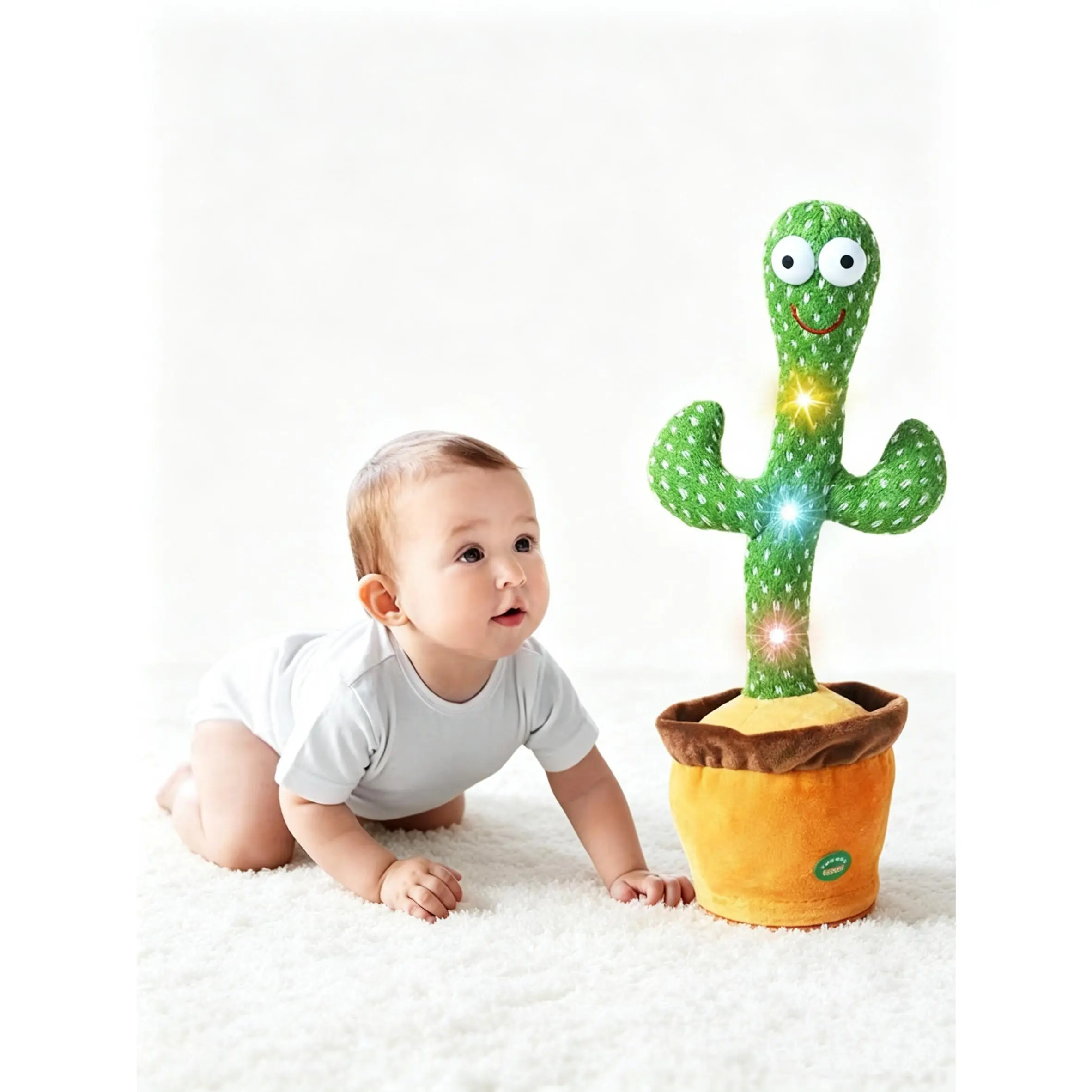 Soft Plush Funny Talking Dancing Cactus, LED Light Musical Toy, Unisex Perfect Birthday Gift for Toddlers