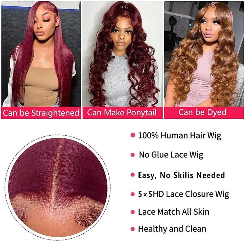 13x6 Wigs Pre Plucked Pre Cut Body Wave 99J Burgundy Lace Closure Wig Human Hair 180% Density Red Wig With Baby Hair for Women TikTokShopBlackFriday
