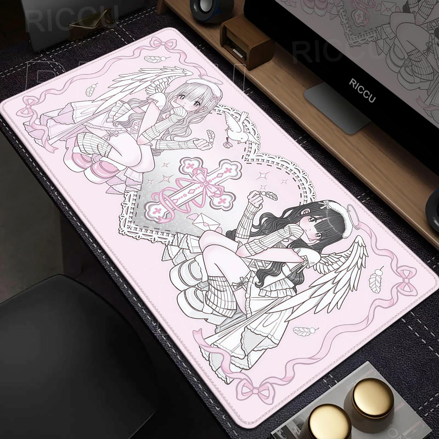 Cute Kawaii Anime Girl Desk Mat Laptop Large Pink Mousepad Gift Student Placemat Computer Keyboard Anti slip Pink Mouse Pad
