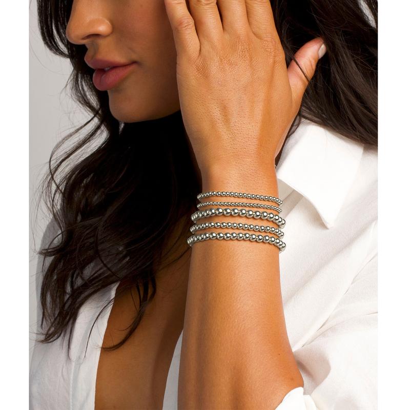 17KM Gold Bracelet for Women Waterproof, Beaded Strand Bead Ball Bracelet stack Adjustable  for Gifts