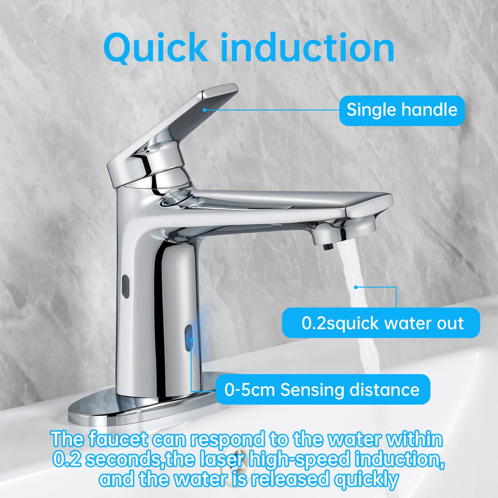 Bathroom Faucet with Soap Dispenser, Adjustable Hot & Cold Water Temperature, Short & Long Sensor Modes, Touchless Automatic Basin Sensor Faucet