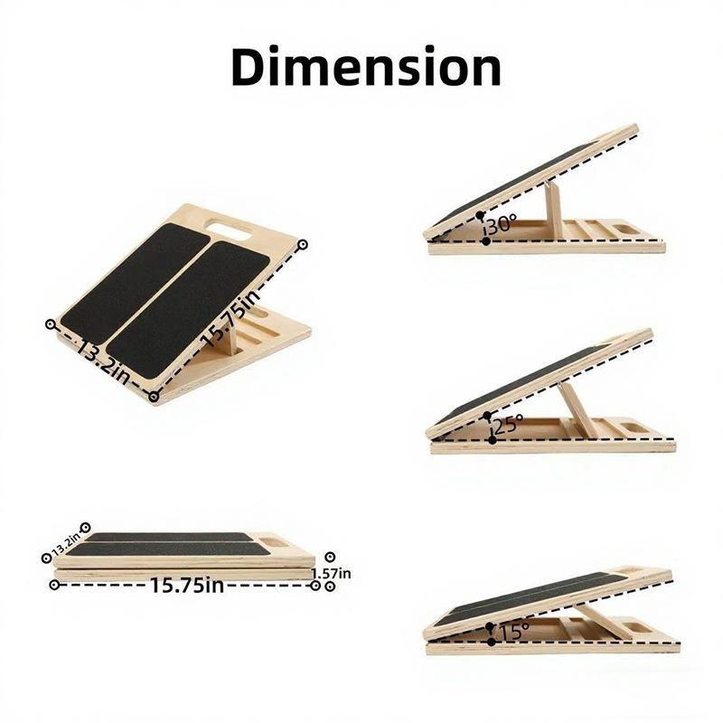 Portable Wooden Slant Board for Calf Stretching Squats Calf Stretcher Pilates Physical Therapy Equipment Adjustable Incline Board for Knees Ankle Heel Feet Leg