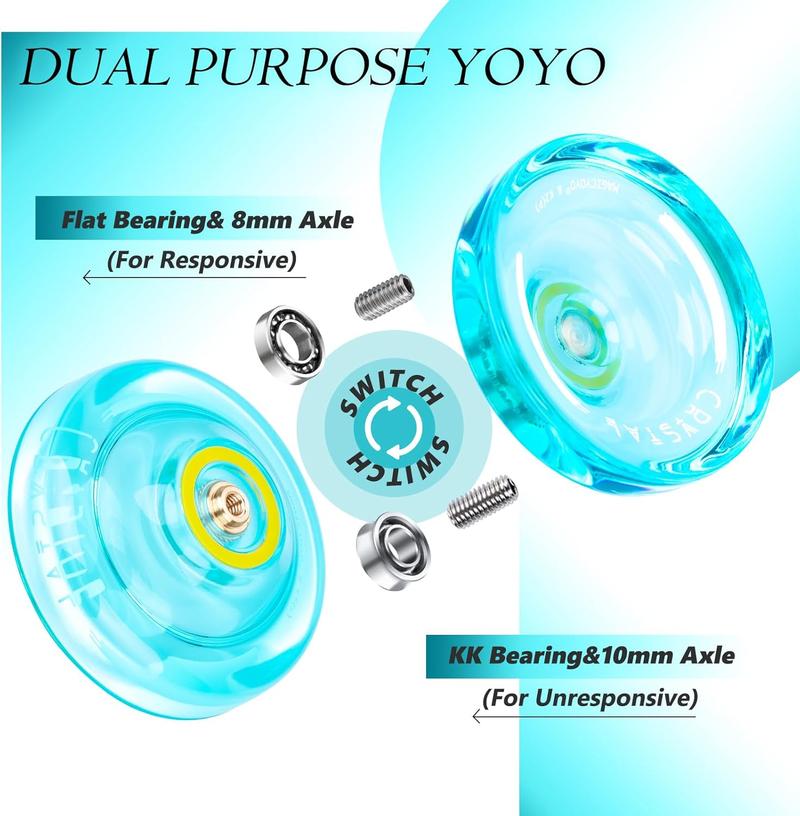 MAGICYOYO K2 Crystal - Professional Responsive Yoyo for Kids Beginners with Extra Unresponsive Yoyo Bearing, Pro Plastic Trick Yoyo for Adults+12 Yoyo Stings+Bearing Removal Tool+Storage Bag MAGICYOYO K2 Crystal - Professional Responsive Yoyo for Kids Beginners with Extra Unresponsive Yoyo Bearing, Pro Plastic Trick Yoyo for Adults+12 Yoyo Stings+Bearing Removal Tool+Storage Bag