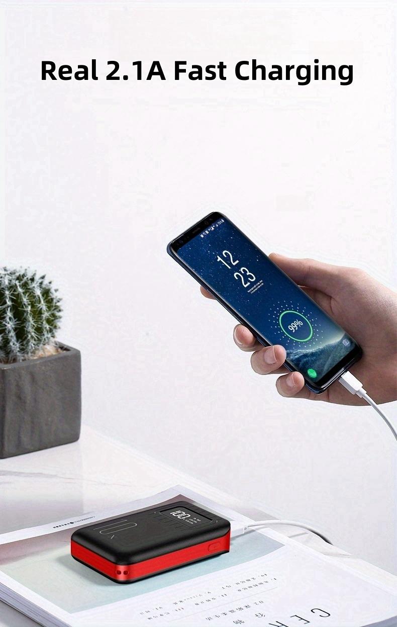 10000/20000/30000mAh Large Capacity Mini 5V2A Fast Charging Multifunctional Power Bank, Rechargeable Portable Mobile Phone Charger, Ultra-bright Selfie LED Lights, Digital Display, Dual USB Port, Outdoor Travel Battery Packs, Micro Interface, for iPhone
