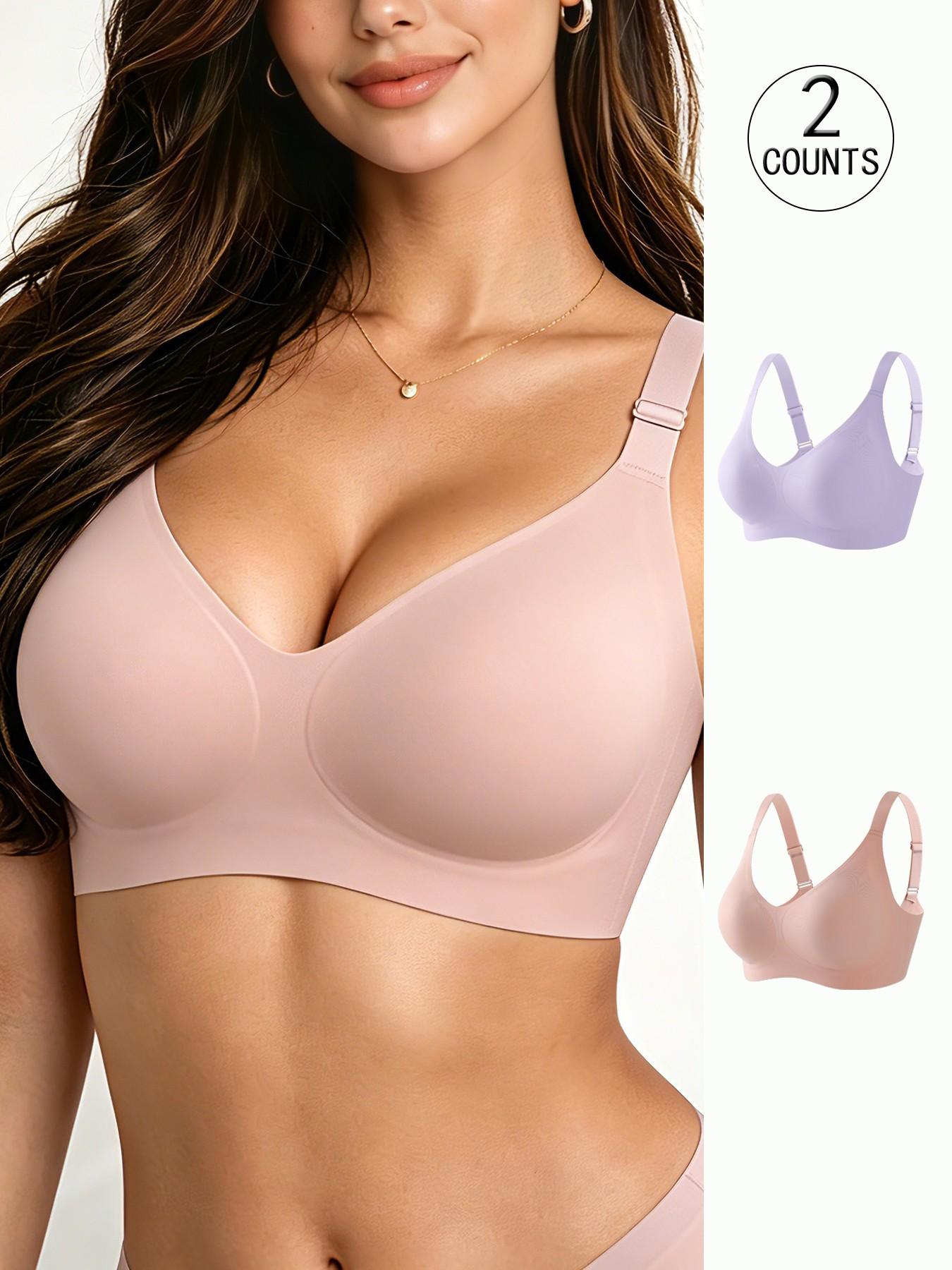 2 pack / 6 colors, high-quality women's seamless jelly bra, four rows of three hooks, push-up and lift, adjustable sports vest, suitable for daily wear, parties, yoga, comfortable, breathable and skin-friendly, women's underwire-free bra.