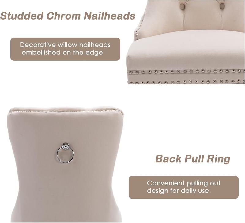 Velvet Dining Chairs Set of 2/4/6, Tall Back Side Chair, Modern Upholstered High-end Tufted Side Chair,Solid Wood Legs,For Kitchen and Dining Room dinning chair