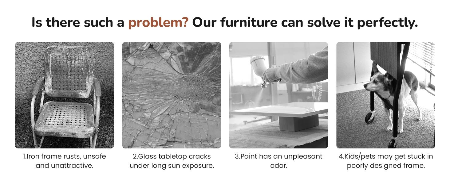 RoyalCraft 4/5 Pieces Outdoor Patio Furniture Set, Metal Patio Sectional Sofa Chair with Coffee Table, Outdoor Conversation Set with Water-Resistant Cushion for Porch, Backyard, Garden