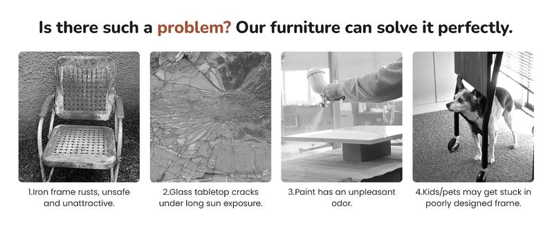 RoyalCraft 4/5 Pieces Outdoor Patio Furniture Set, Metal Patio Sectional Sofa Chair with Coffee Table, Outdoor Conversation Set with Water-Resistant Cushion for Porch, Backyard, Garden