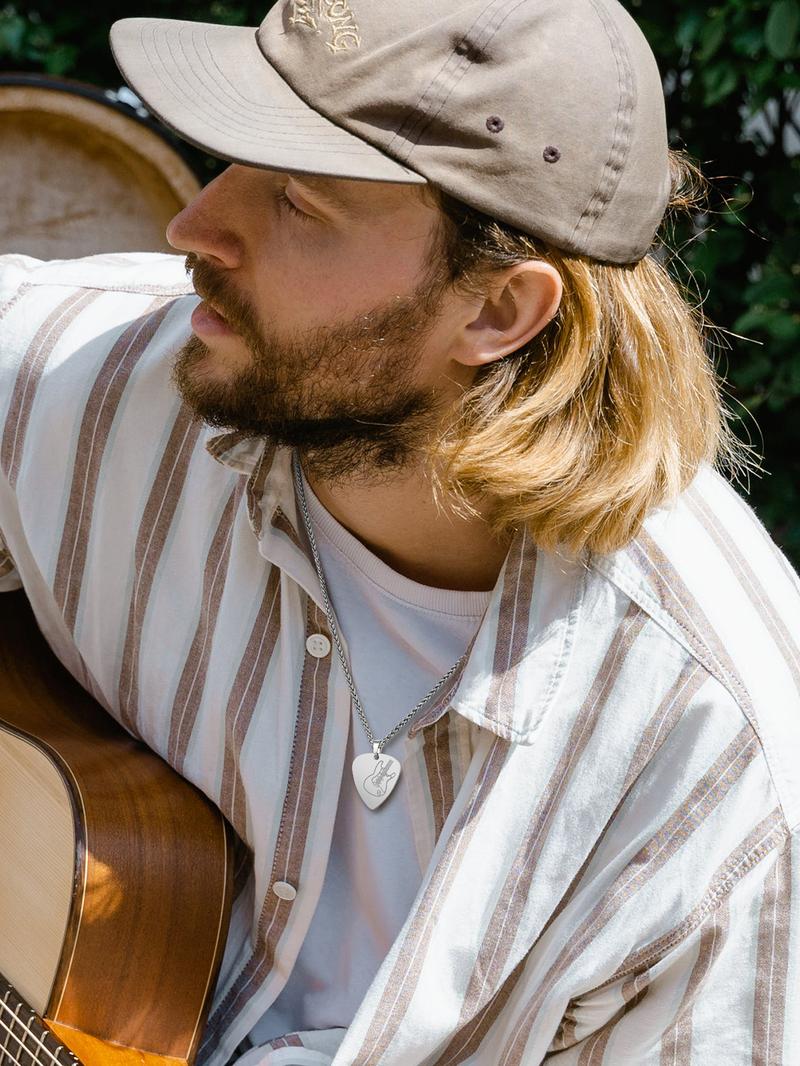 PROSTEEL Guitar Pick Necklace Stainless Steel Necklace Gift For Music Lover For Men Women with Gift Box