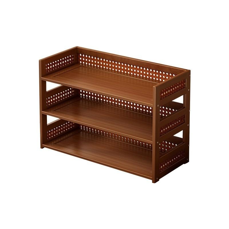 Tabletop Cup Holder Storage Display Rack, Tea Set Cups Water Glasses Coffee Mugs Organizer, Kitchen Counter Shelf, Bamboo Wood Stand