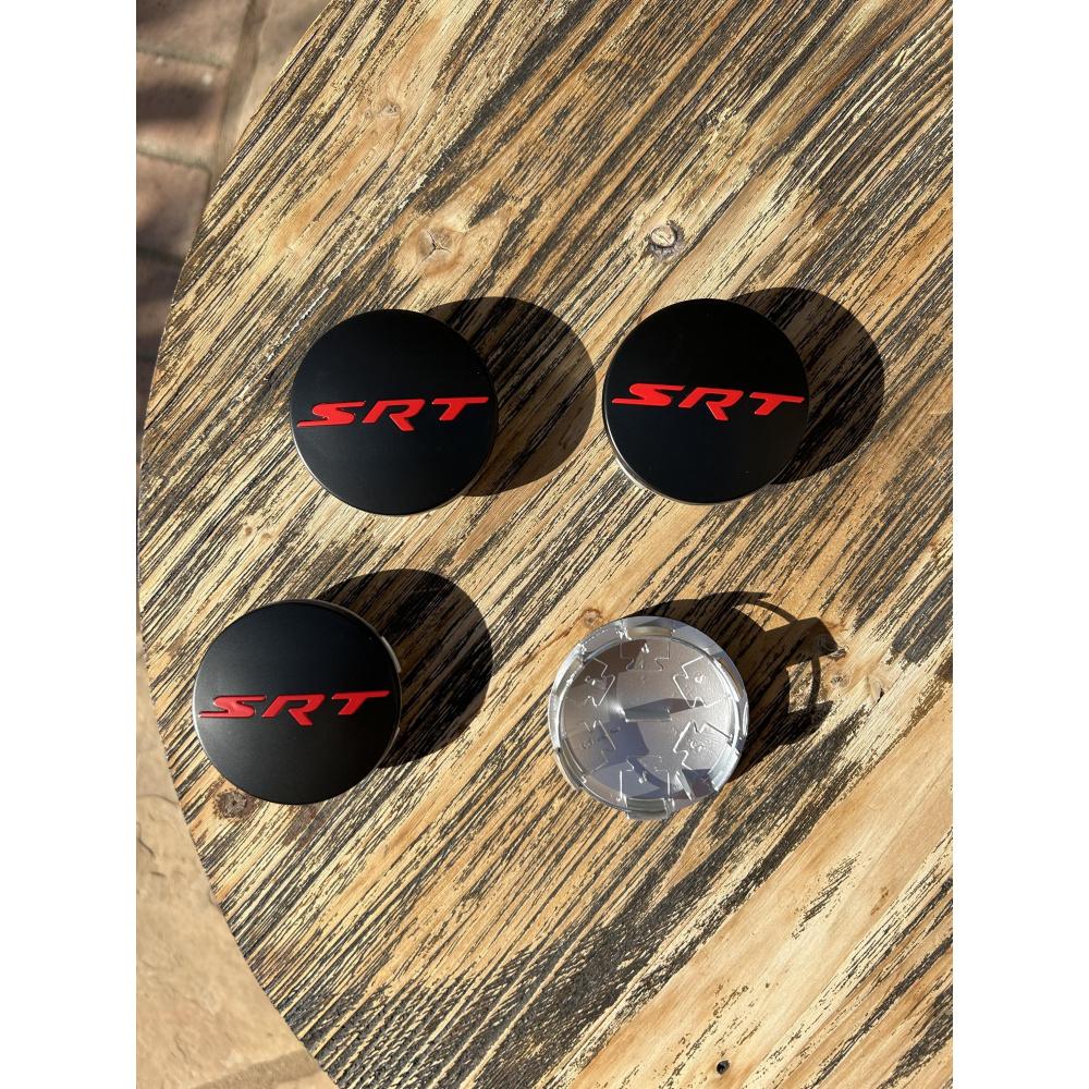 4PC SRT Wheel Center Hub Rim Caps Emblem For 2011-2022 Dodge Charger Challenger Jeep Grand Cherokee