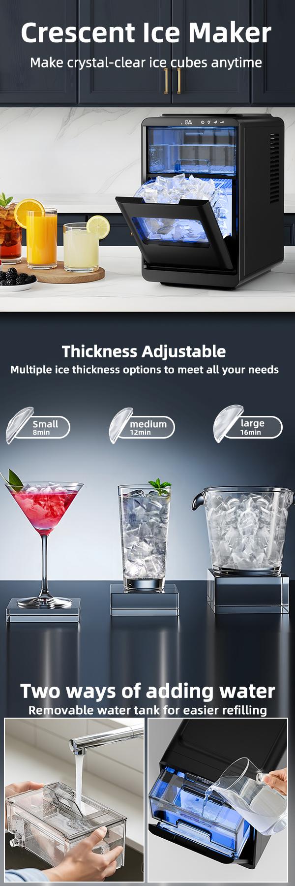 Antarctic Star Crescent Ice Maker,Countertop Ice Maker with Portable Crescent Ice,27 Lbs/24H,16Pcs in 15Mins,Self-Cleaning,for Home/Kitchen/Office/Party Antarctic Star Crescent Ice Maker,Countertop Ice Maker with Portable Crescent Ice,27 Lbs/24H,16Pcs in 15Mins,Self-Cleaning,for Home/Kitchen/Office/Party