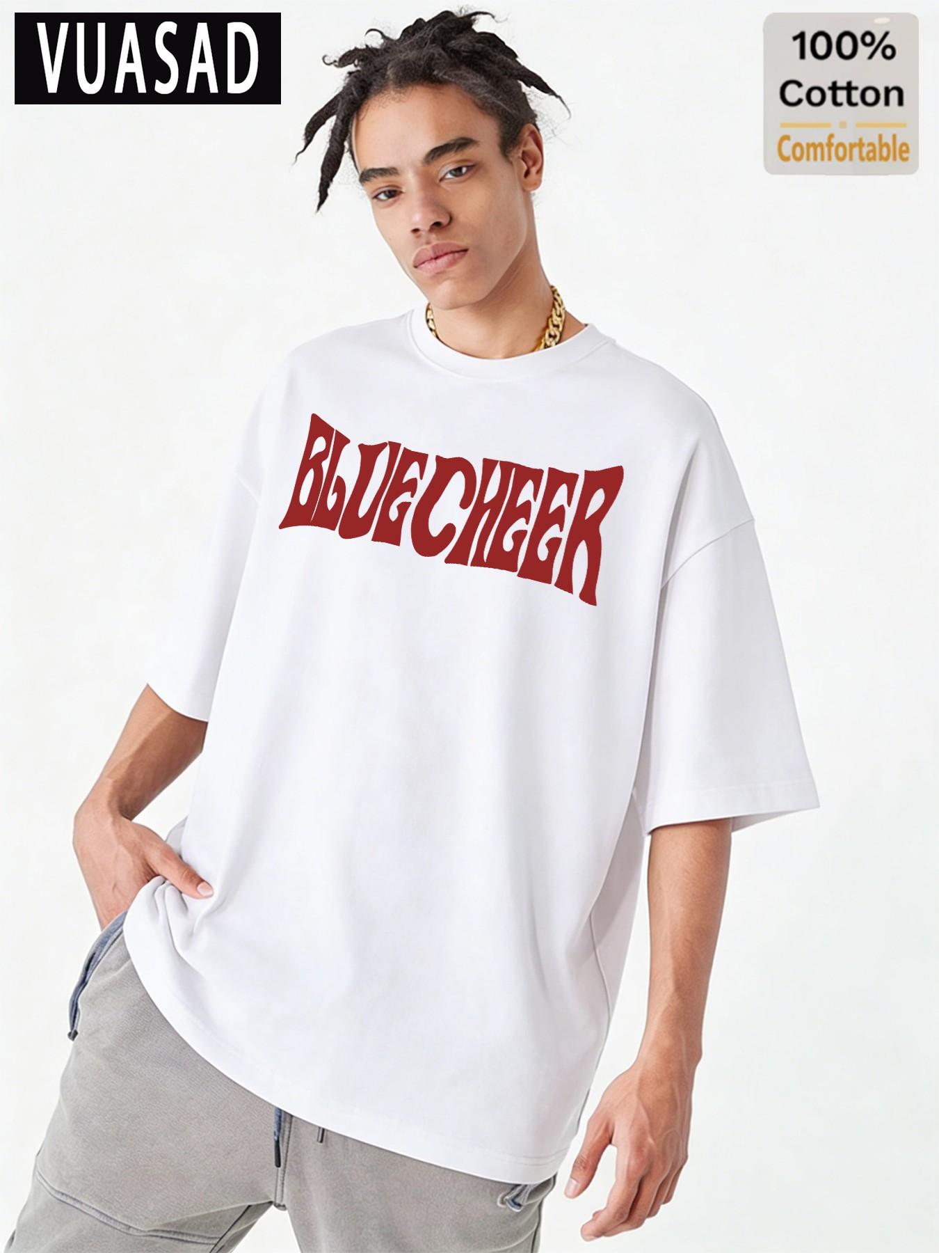 100% Cotton Short Sleeve T-Shirt, Street Style Vintage Letter Print, Loose Fit Drop Shoulder Top, Casual Half Sleeve Tee