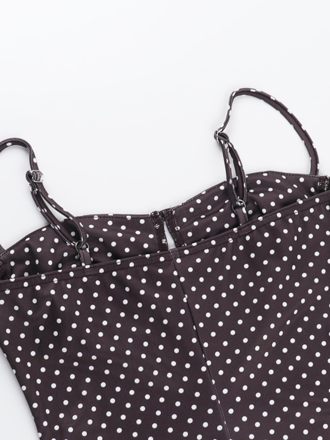 Women's Polka Dot Print Cami Dress, Casual Sleeveless Spaghetti Strap Short Dress for Summer, Ladies Clothes for Beach Holiday, Womenswear, Casual Dresses