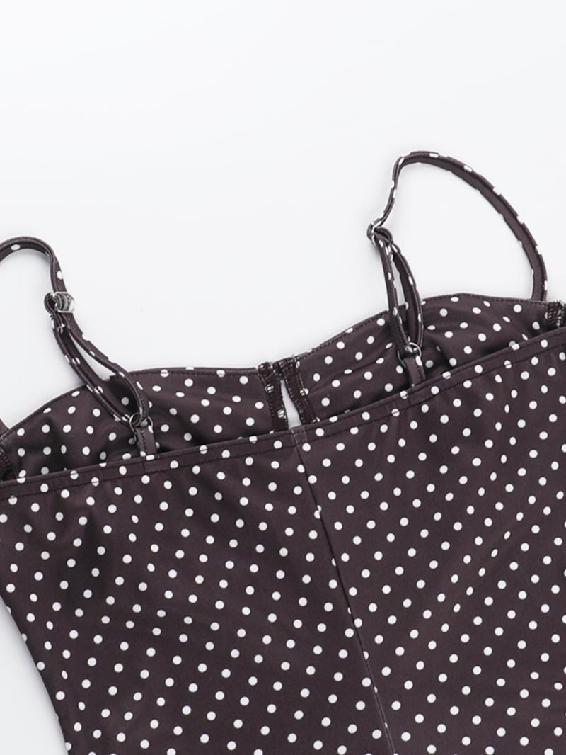 Women's Polka Dot Print Cami Dress, Casual Sleeveless Spaghetti Strap Short Dress for Summer, Ladies Clothes for Beach Holiday, Womenswear, Casual Dresses