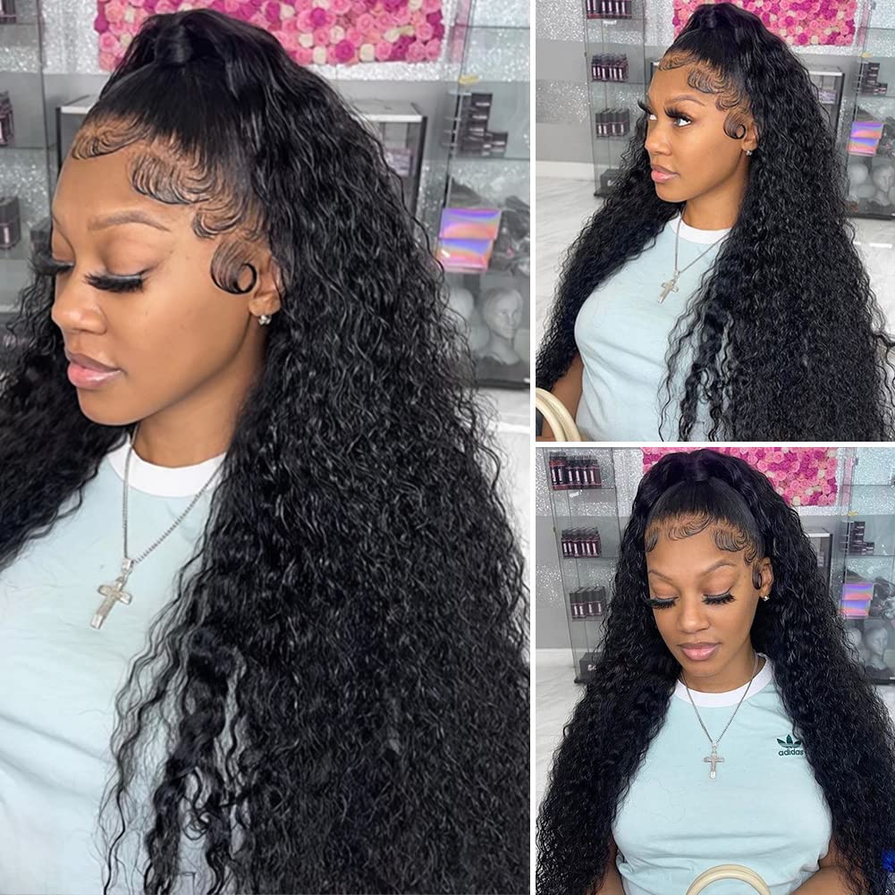 Bling Hair Curly Lace Front Wigs Real Hair 13x4/6 HD Lace Frontal Wigs Real Hair 180% Density Pre Plucked With Baby Hair For Women Deep Curly Wigs Real Hair Natural Color