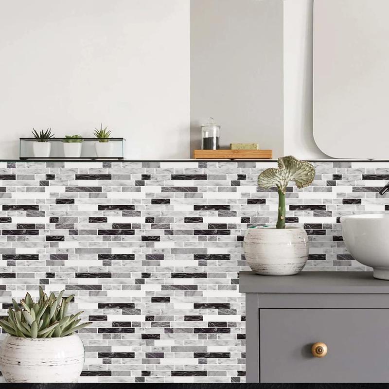 AOZEY Marble Pattern Wall Sticker 26 Pcs Backsplash Stick Tiles Self-adhesive Peel & Stick Kitchen Bathroom Decor Non-toxic Odor-free PVC Decorations