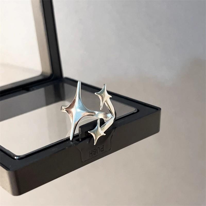 New Stainless Steel Y2K Cross Star Shape Rings for Women Hip Hop Punk Adjustable Couple Rings Minimalist Party Jewelry Gifts