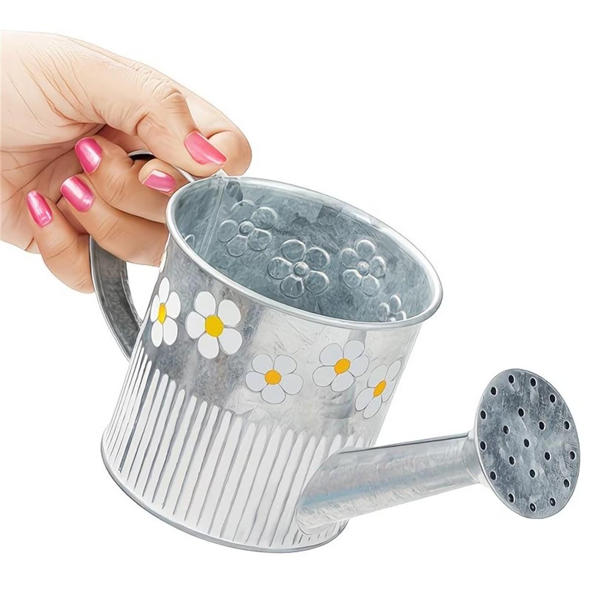 Vintage Floral Print Metal Watering Can Planter, European Style Vase for Garden Decor, Suitable for Indoor and Outdoor Use