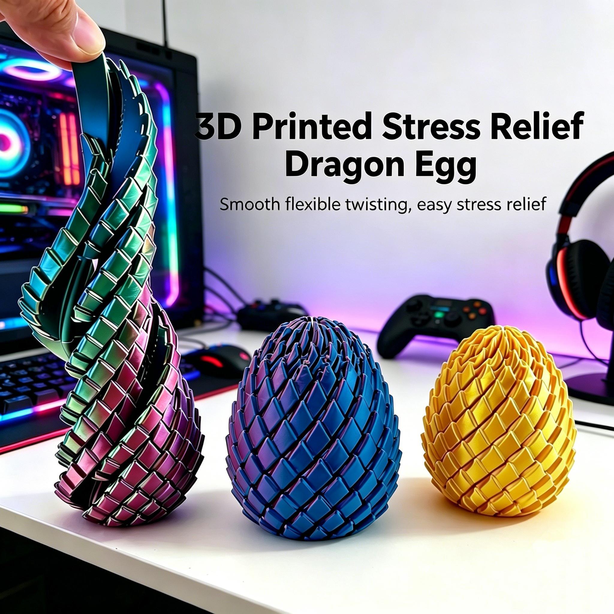 New 3D Print Decompression Dragon Egg Toy - Smooth Rotating stress relief toy ADHD Anxiety Relief Eco-Safe Finger Toy for Adults toy