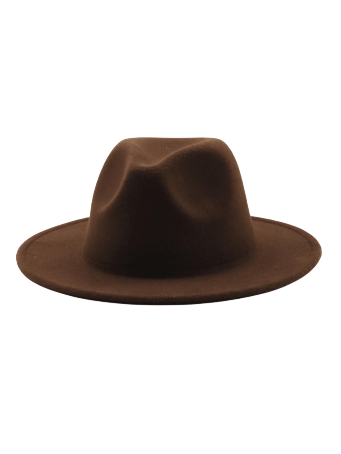 New Plain Brim Wool Hat, Elegant Fitted Jazz Hat, Vintage Cowboy Hat, All-Seasons Fashion Accessory, 1pcs