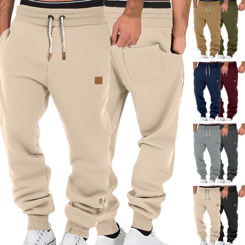 Men'S Solid Color Relaxed Stacked Sweatpants Cuffed Jogger Street Sports Casual Long Trousers