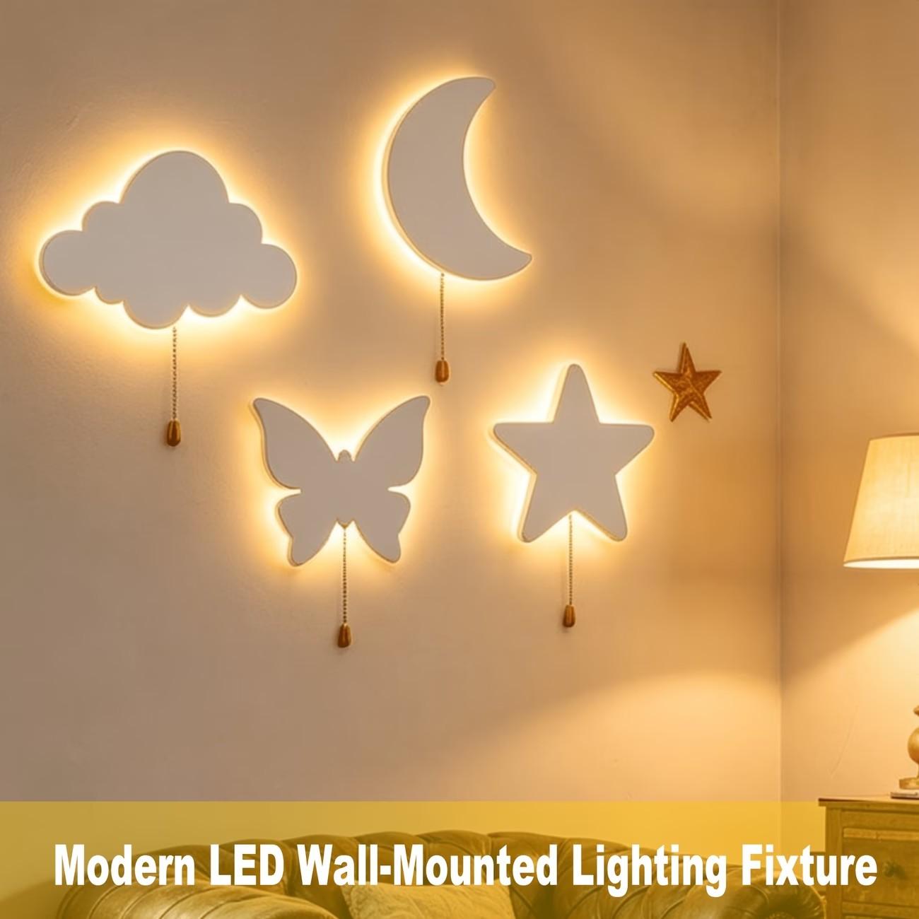 LED Floating Wall Light, Star Moon Butterfly Cloud Options, Battery Powered Hanging Night Lamp, Soft Glow, Easy Installation, Indoor Wall Light, Butterfly Led Lights, Indoor Decoration Lamp, Home Decoration Lamp, Wall Decor Lighting