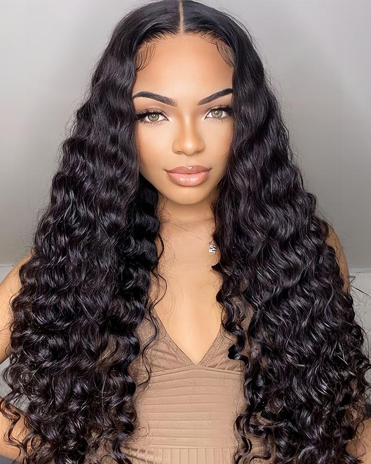 28inch Deep Wave Lace Front Wig 13X6 13X4 Soft Remy Virgin Human Hair 180% Density HD Lace Frontal Wigs for Women Natural Color Pre Plucked Hairline