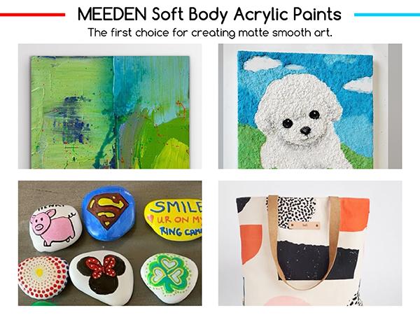 MEEDEN Soft Body Acrylic Paints Set - 24 Colors x 60ml/2oz Fluid Acrylic Paints for Art Painting on Canvas Wood & Glass for Students Adults Artists