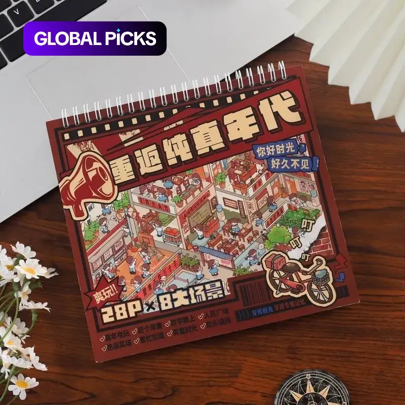 Childhood Memory Mini Scenes Stickers Collection, Retro Creative Scrapbook Decoration Supplies, Sticker Sheets for Journal & Planner Crafts #GLOBAL PICKS