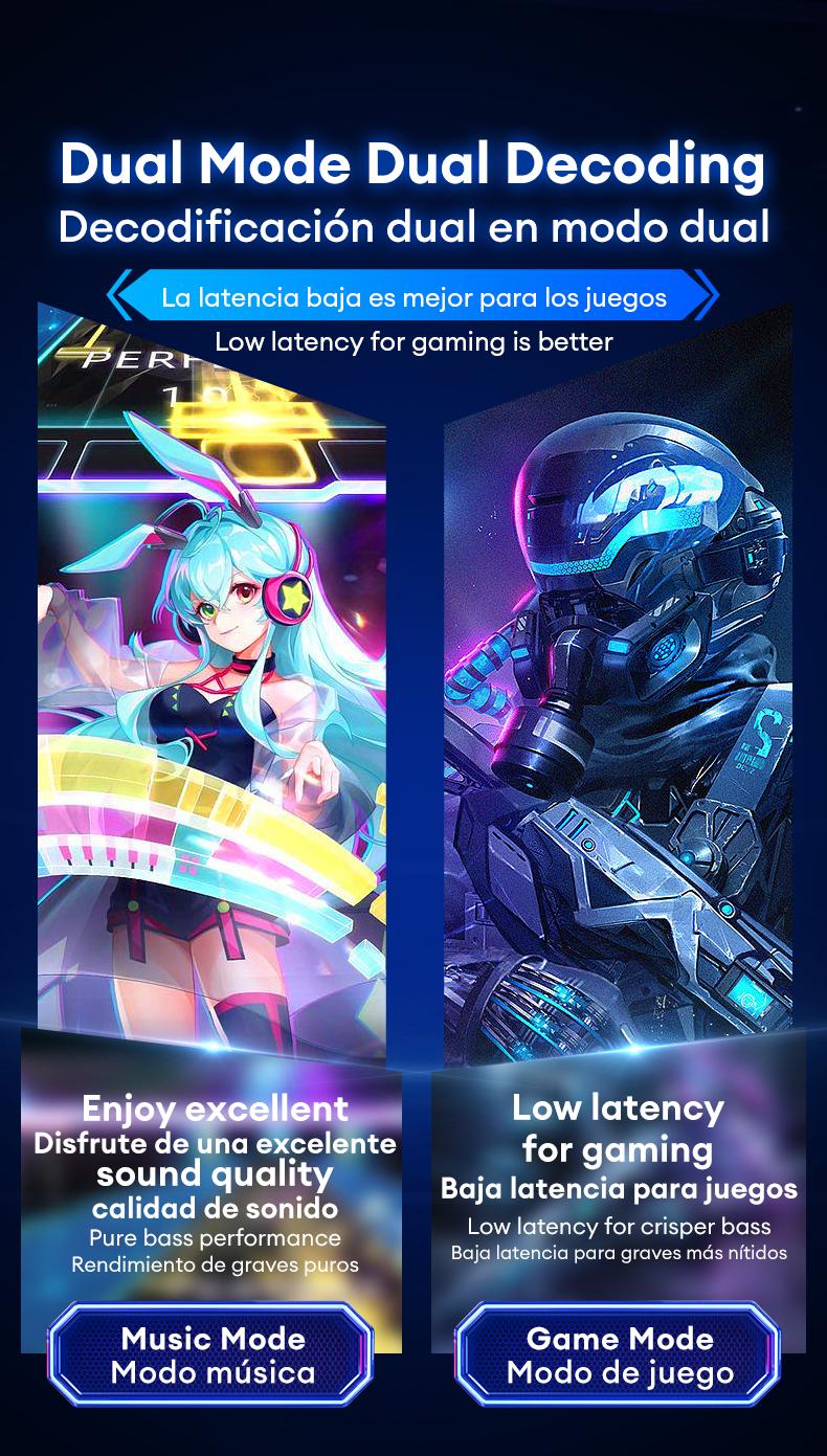 Transformers TF-G10 Wireless Gaming Headsets 2.4G+Bluetooth Compatible Headphones, High-Fidelity Surround 7.1 Audio Earphones with Noise Canceling Mic, Low Latency Gaming & Music Dual Mode