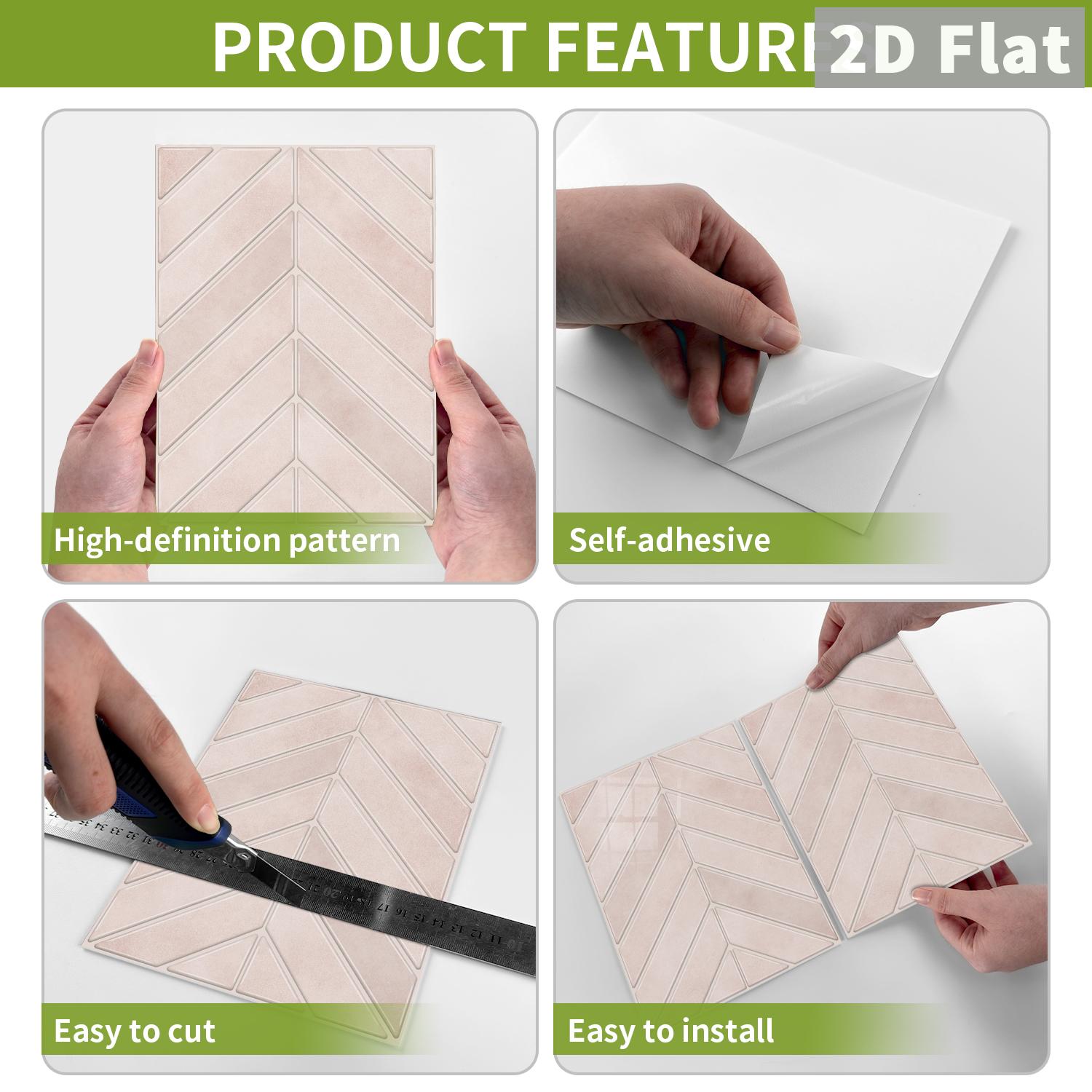 10 PCS/Box GST PE Crystal Foam Tile Stickers Light Pink Herringbone Waterproof Oil-Proof Anti-Collision Home Decor for Kitchen Bathroom Ceiling Tiles Old Wooden Boards