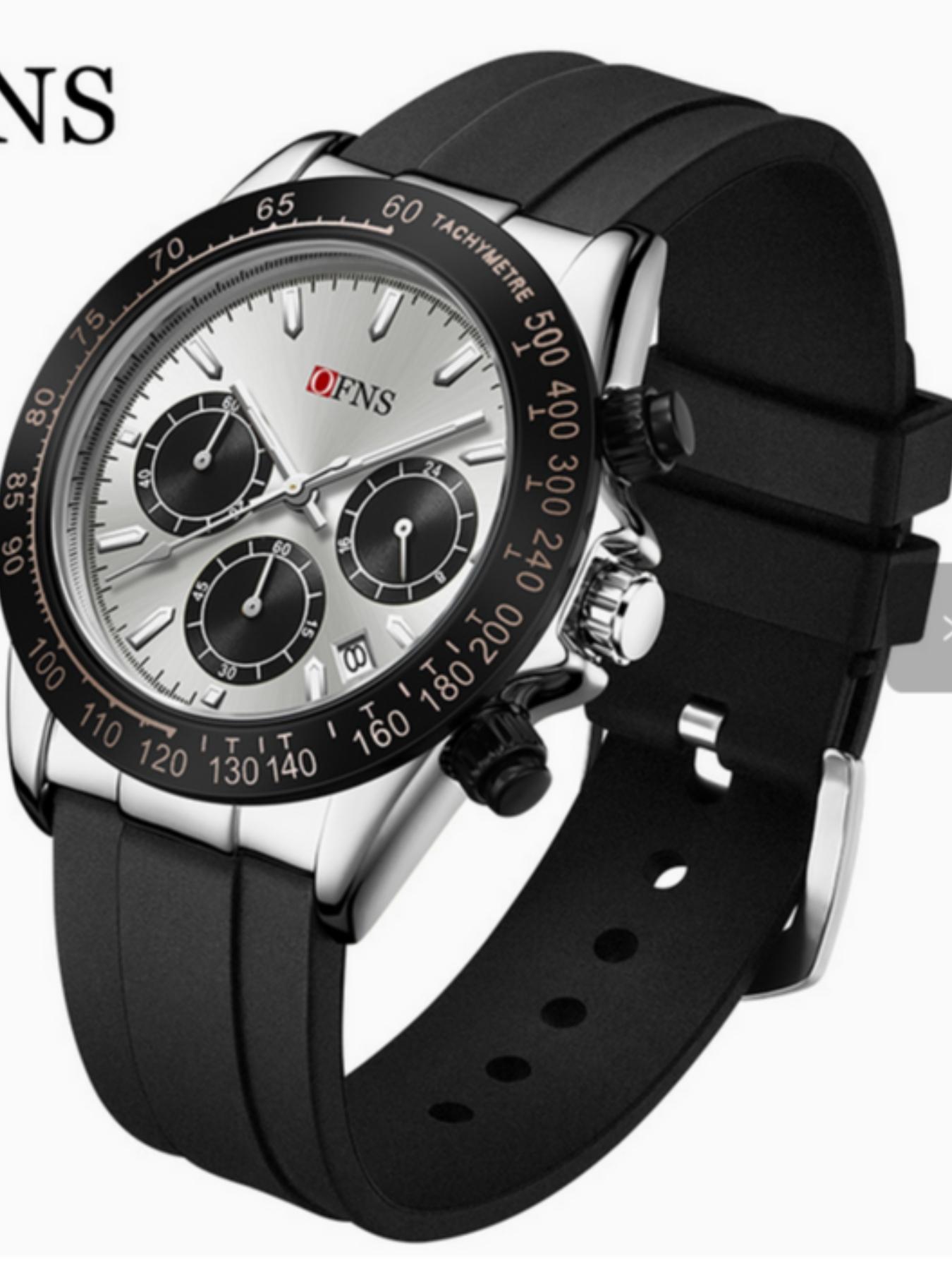 OFNS Quartz Watch, Waterproof Sport Three Eyes Six Hands Calendar, Men's Business Casual Night Light Fashion, Unisex Round Analog Face