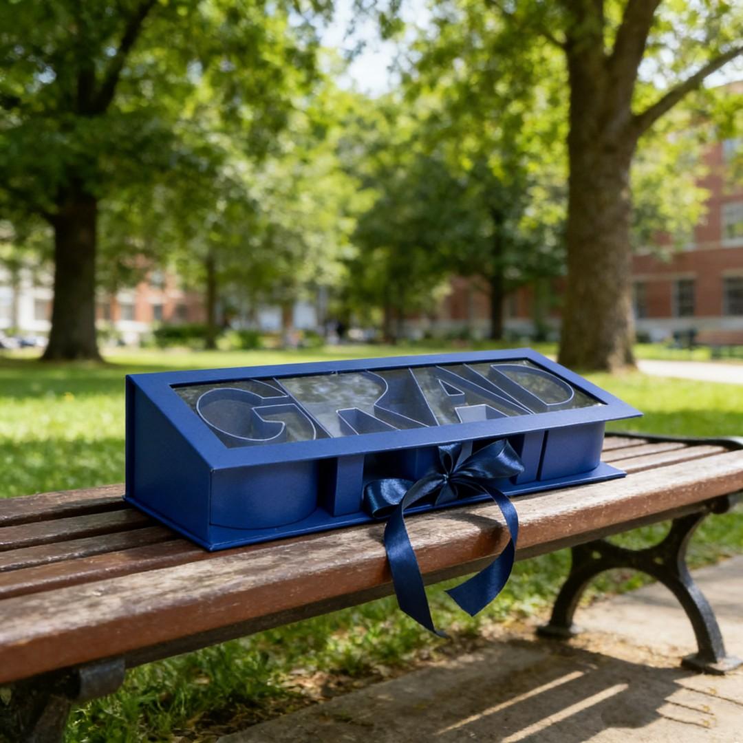 Creative Graduation Gift Box with Transparent Letter Lid, Empty Packaging for Flowers, Perfect for Graduation Celebrations
