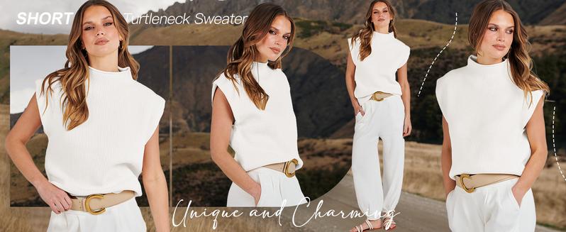 ANRABESS Women's Mock Neck Sleeveless Sweater Vest Casual Solid Cap Sleeve Knit Pullover Tank Tops 2025 Clothes