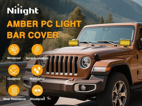 Nilight 2Pcs 6.5 Inch Double-Row LED Light Bar Covers, 5.2inch*3inch*0.6inch Amber PC Plastic, Protective, Waterproof, Easy to Install, Decorates Vehicle Appearance, Boosts Fog Visibility, Ideal for Offroad Lights Use, Easy Install, Improves Visibility In Nilight 2Pcs 6.5 Inch Double-Row LED Light Bar Covers, 5.2inch*3inch*0.6inch Amber PC Plastic, Protective, Waterproof, Easy to Install, Decorates Vehicle Appearance, Boosts Fog Visibility, Ideal for Offroad Lights Use, Easy Install, Improves Visibility In