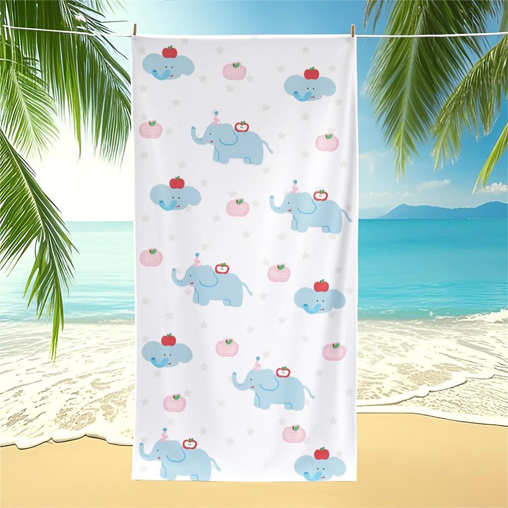 Cartoon Baby Elephant Beach Towel, Cute Printed Design, Lightweight and Quick-Drying Pool Towel, Suitable for Young Children and Teens for Poolside, Vacation, Travel, and Outdoor Summer Use Bath Towel Blanket