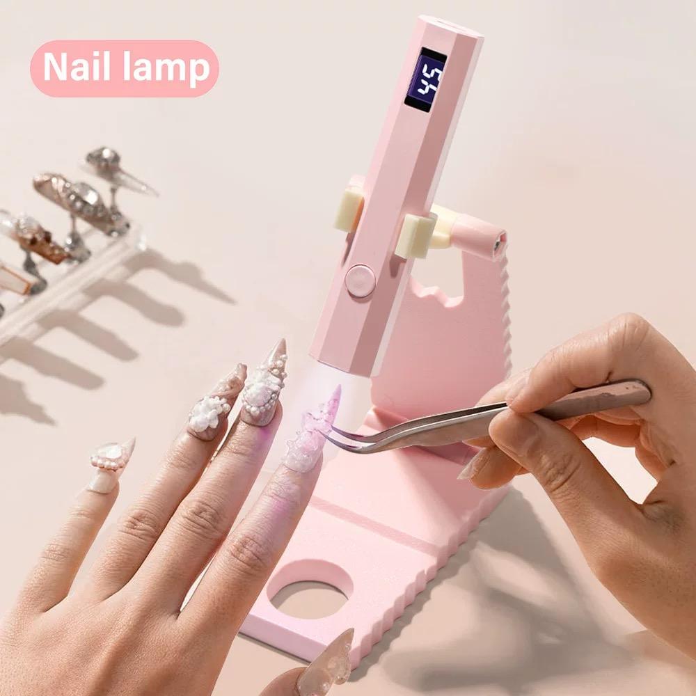 Professional LED Nail Lamp Set with Stand, Rechargeable Gel Nail Dryer with Digital Display & 20/60s Timer, Foldable Curing Light for Home Salon Travel Manicure